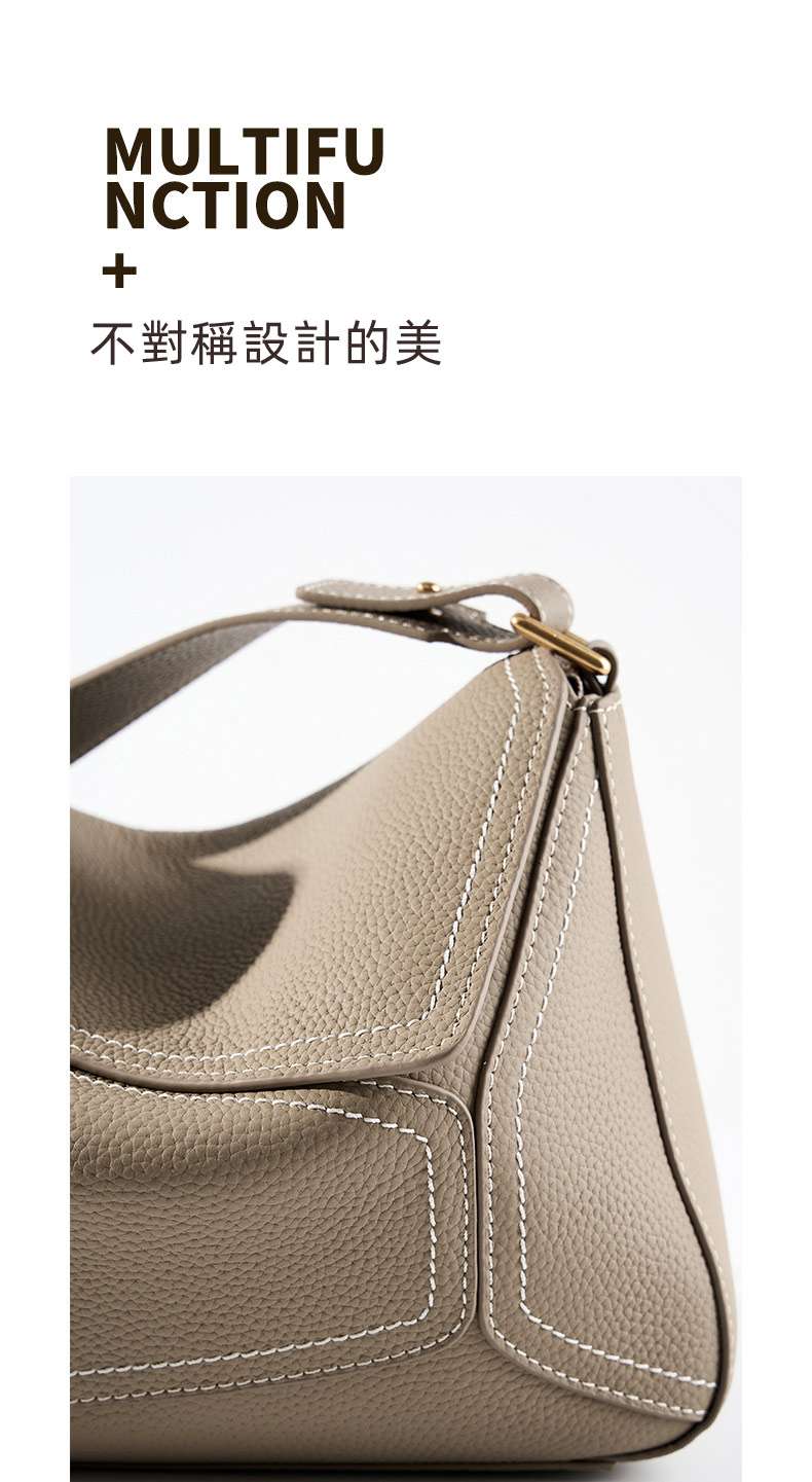 新款單肩腋下包幾何包 真皮枕頭包 頭層牛皮斜挎包通勤包包 女斜背包側背包信封包 真皮包包
