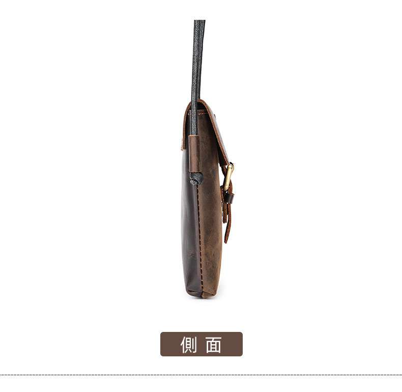 瘋馬皮斜背包手機包 真皮斜挎包 男士復古垮包 高級感瘋馬皮肩背包推薦小背包 真皮包包
