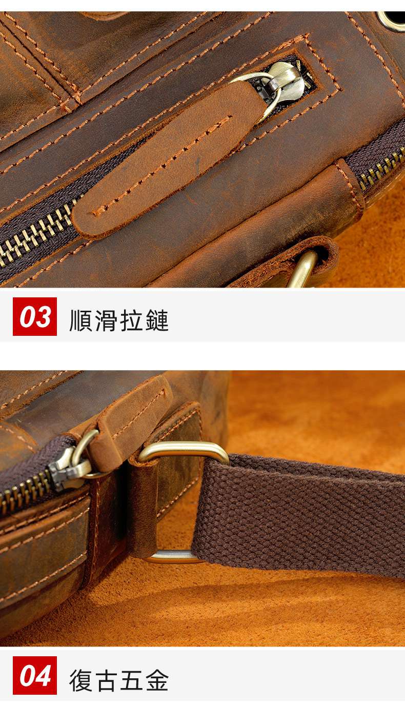 休閑瘋馬皮實用包斜背包推薦 時尚真皮包包 高級感手機包斜挎背包 男士包包單肩包 真皮包包