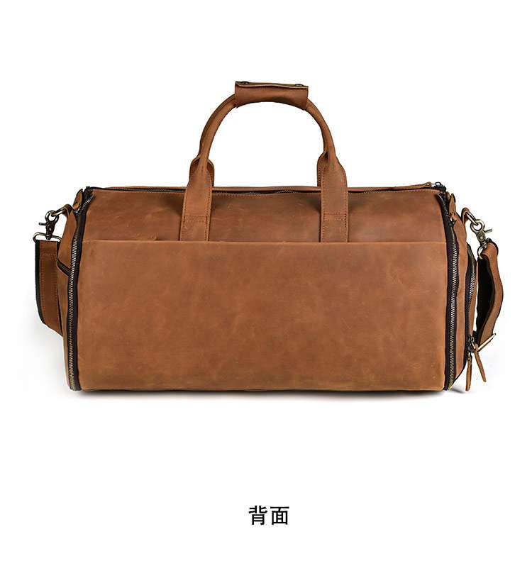 復古瘋馬皮旅行包 男士手提包 頭層牛皮手袋 真皮大容量多功能外出休閑行李包運動健身包推薦 真皮包包
