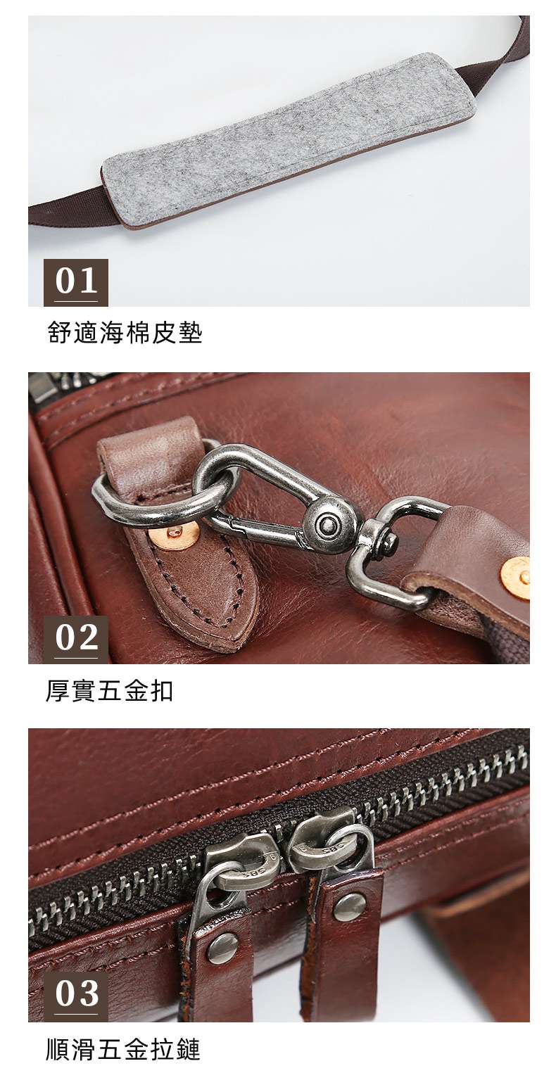 真皮公文包 植鞣皮高級感男士復古手提電腦包 多功能大容量商務15.6吋筆電背包公事包手袋 真皮包包