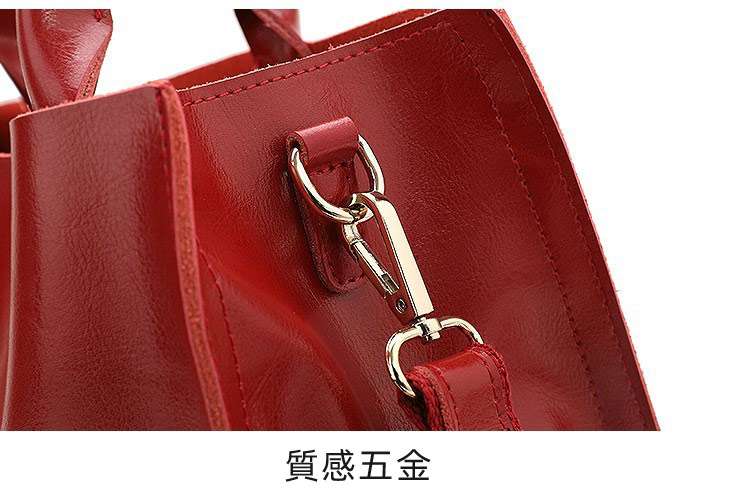 真皮女包大包包 女式托特包 新款時尚單肩手提斜挎包 女大容量女式斜背包油蠟牛皮包水桶包側背包 真皮包包