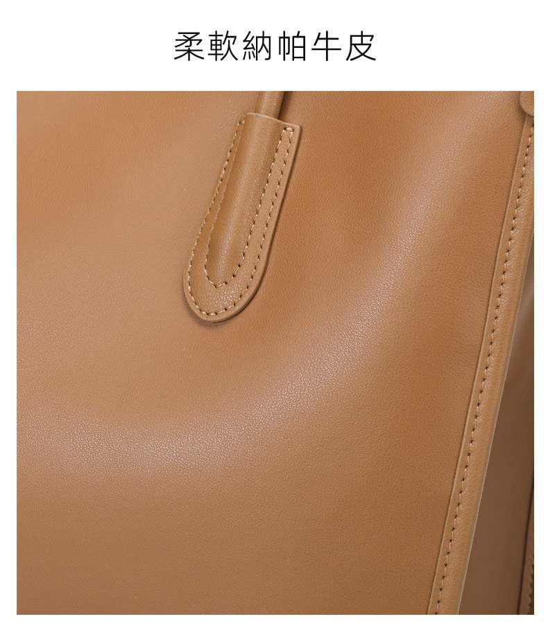柔軟牛皮托特包 大容量女式真皮手袋 新款手提包水桶包女小眾高級感百搭通勤單肩背包腋下包 真皮包包