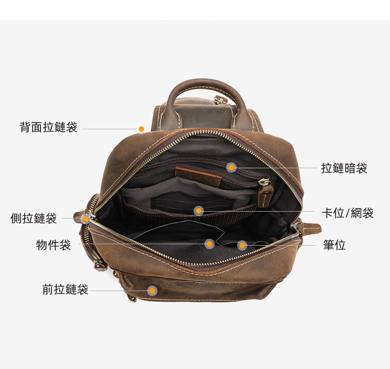 多功能大容量瘋馬皮胸包 真皮胸前包高級感復古男士9.7寸ipad包包 休閑運動斜背包肩背包推薦 真皮包包