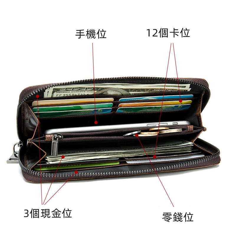 真皮鱷魚紋商務多卡位手拿包錢夾 頭層牛皮零錢包 男女卡包皮夾 長款錢包皮夾手機包推薦 真皮包包