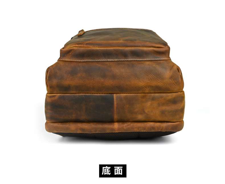 歐美復古瘋馬皮手工後背包 真皮雙肩包 男青年牛皮個性雙肩背包旅行電腦包 大容量實用背包推薦 真皮包包