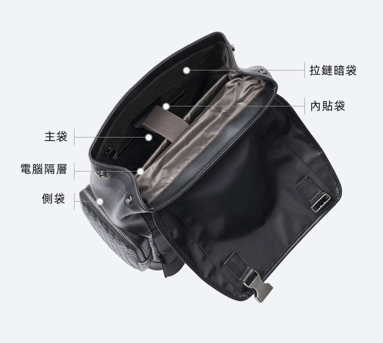 新款編織蓋頭防盜插扣後背包 時尚背包大容量15.6吋電腦旅行包通勤包 男士真皮雙肩包推薦 真皮包包