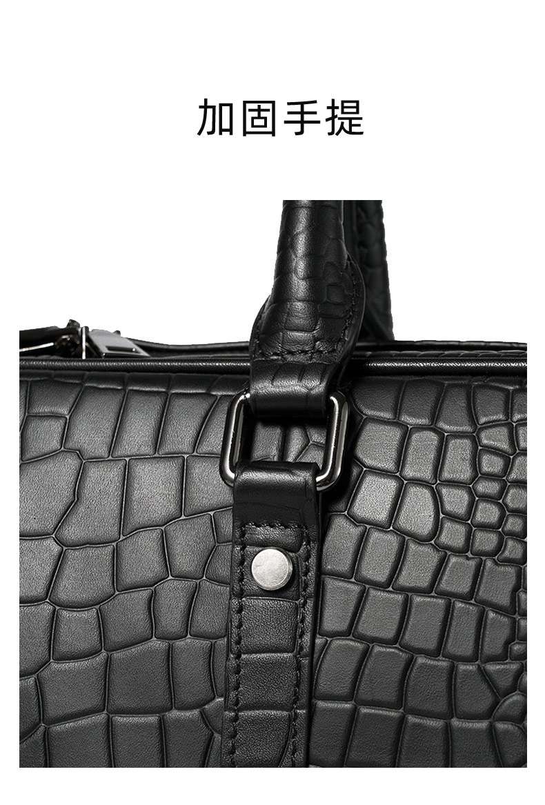 新款鱷魚紋壓花公文包 真皮手提包 大容量商務15.6吋電腦包公事包手袋 男士斜背包推薦 真皮包包
