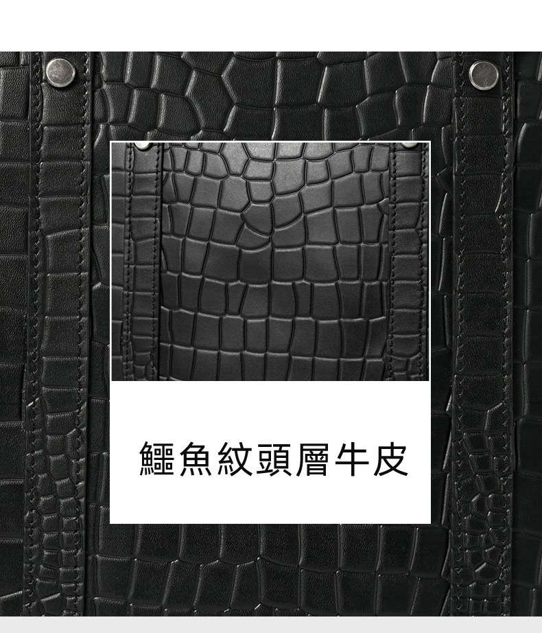 新款鱷魚紋壓花公文包 真皮手提包 大容量商務15.6吋電腦包公事包手袋 男士斜背包推薦 真皮包包