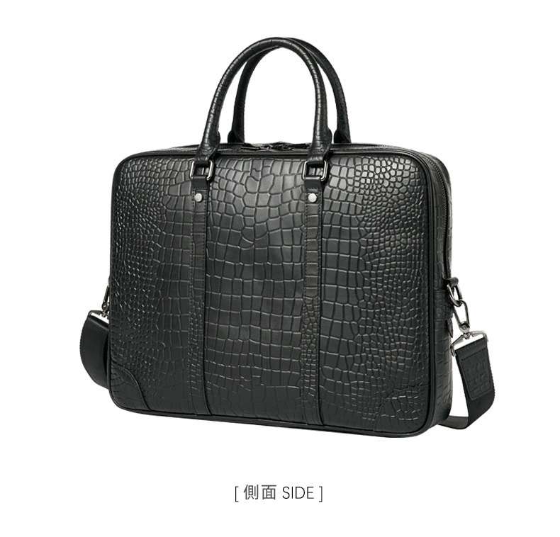 新款鱷魚紋壓花公文包 真皮手提包 大容量商務15.6吋電腦包公事包手袋 男士斜背包推薦 真皮包包