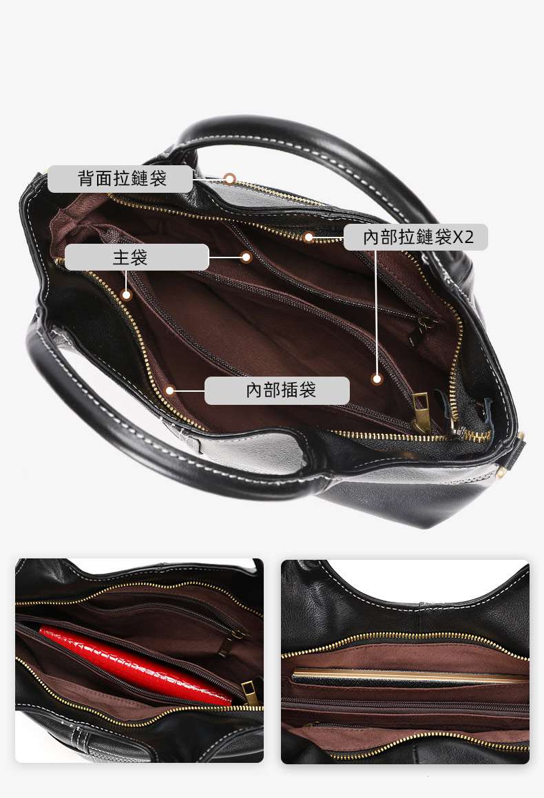 真皮女士單肩包斜背包 高級感時尚頭層牛皮質感手提包 大容量拼接個性百搭通勤包 女生小方包推薦  真皮包包