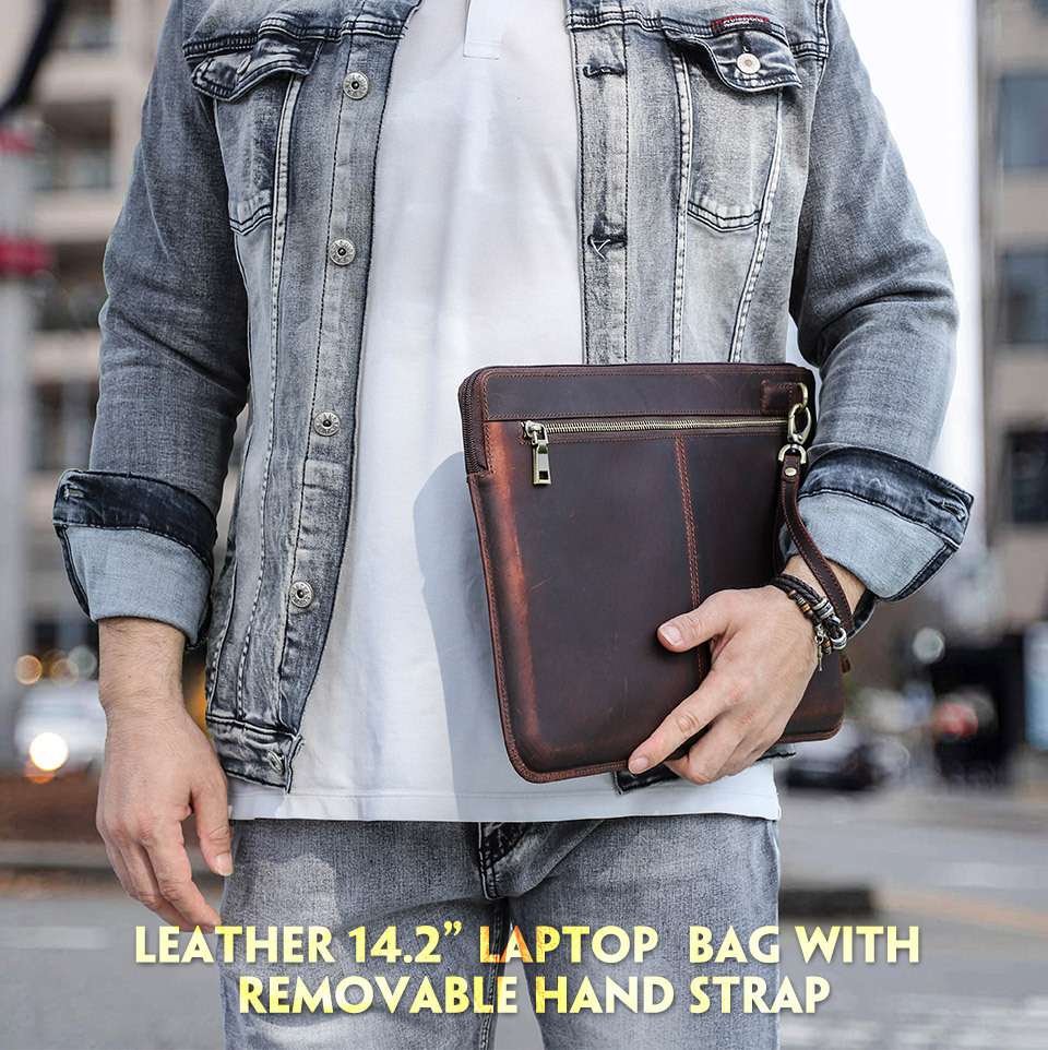 適用新款MacBook Pro 14吋電腦保護套 真皮蘋果筆記本電腦牛皮內膽包 Apple MacBook皮夾推薦 真皮包包
