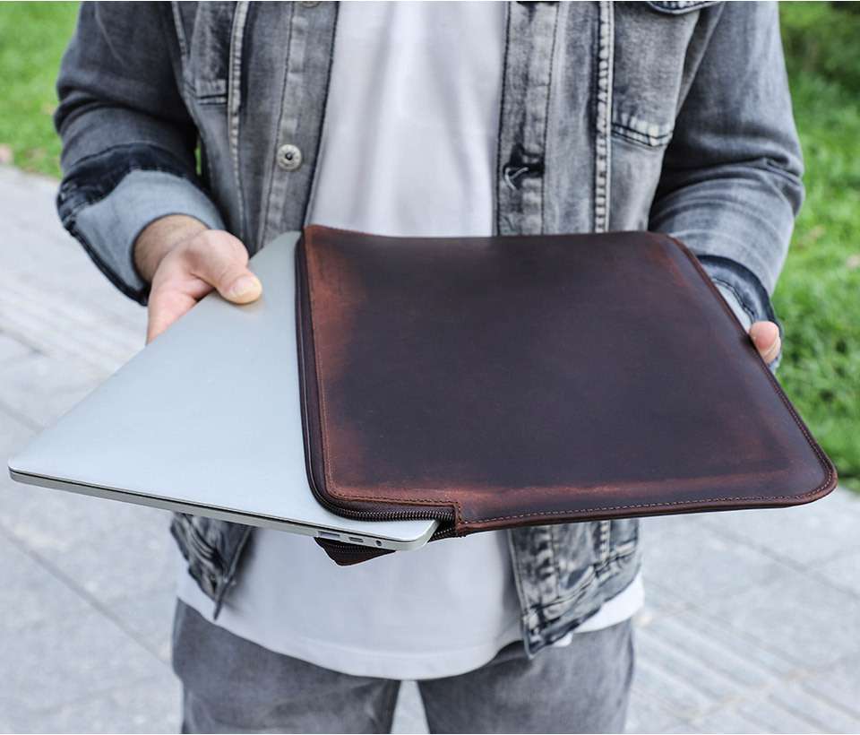 適用新款MacBook Pro 14吋電腦保護套 真皮蘋果筆記本電腦牛皮內膽包 Apple MacBook皮夾推薦 真皮包包