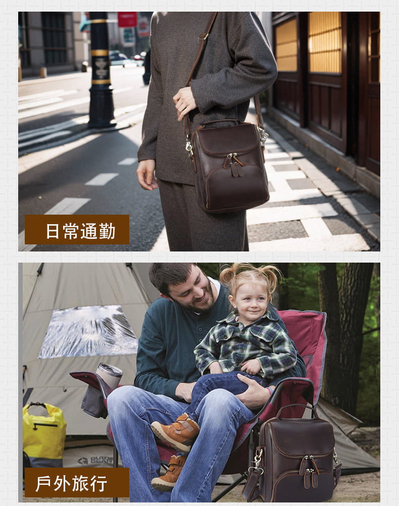 頭層牛皮單肩包 戶外休閒瘋馬皮手提包斜背包 復古簡約真皮斜挎包男士ipad包包推薦