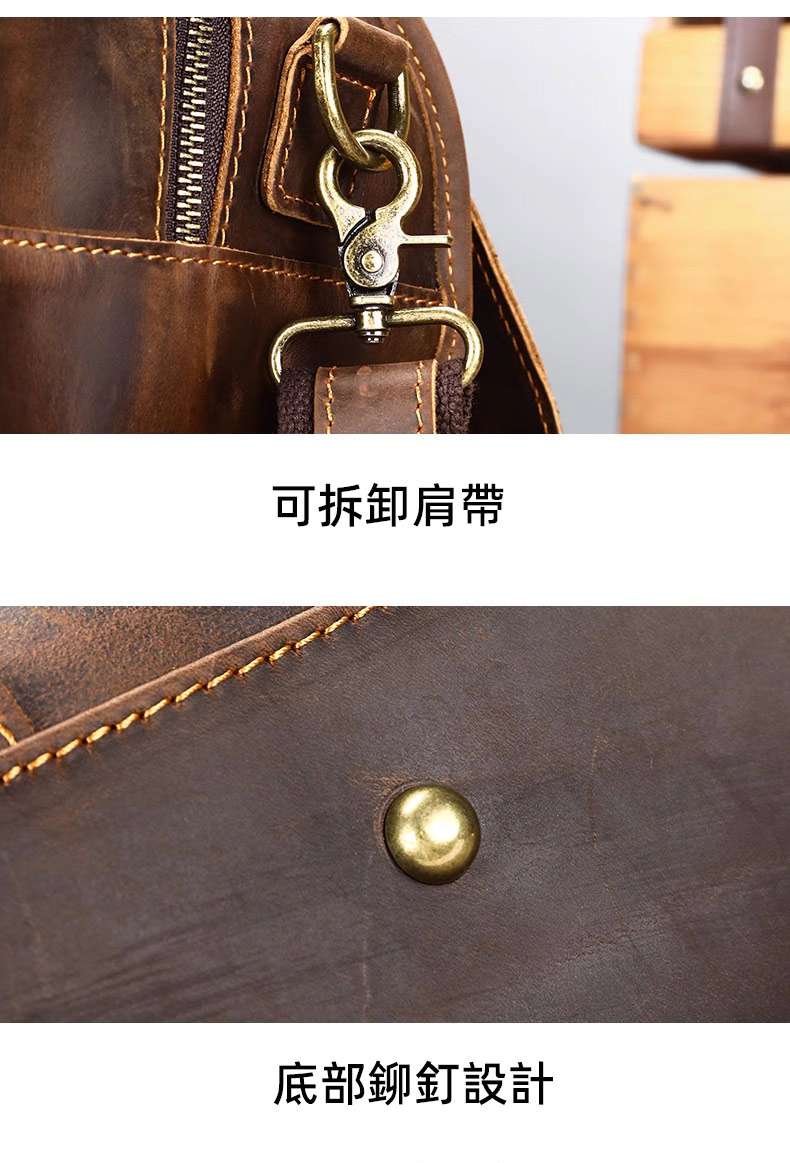 新款瘋馬皮手提包行李箱包 頭層牛皮旅行包 復古歐美手提袋 休閑男款手提包單肩包推薦 真皮包包