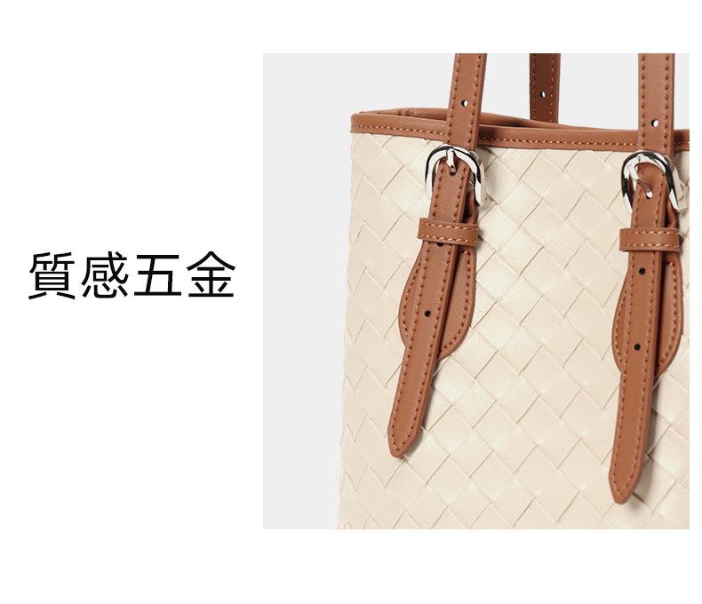 大容量編織包 時尚復古媽媽包 真皮水桶包包 女生新款休閑單肩包手袋 通勤腋下包手提包推薦 真皮包包