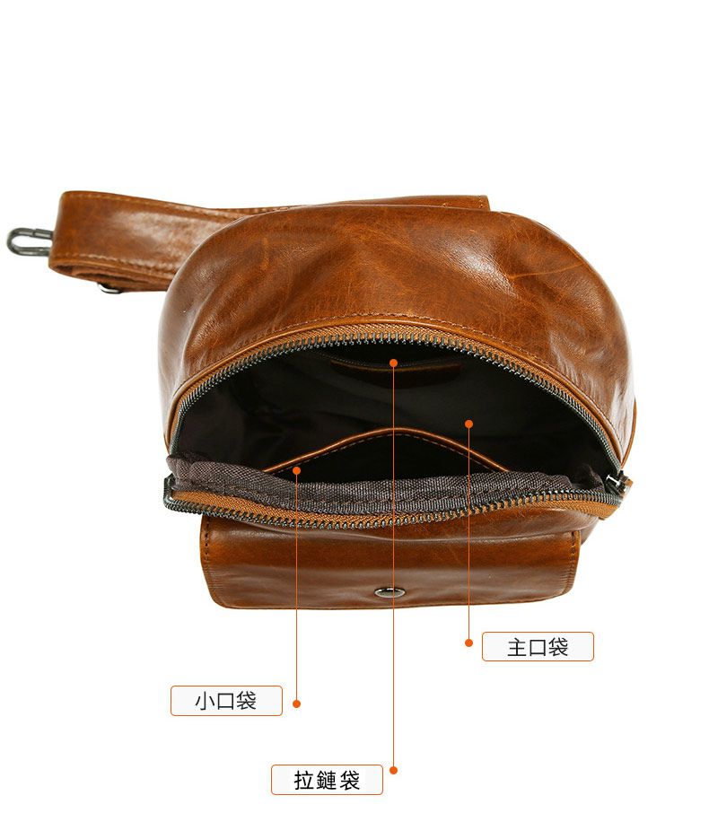 新品復古頭層牛皮胸包 真皮男包 時尚斜挎包 高級感通勤包包胸前包 熱銷斜背包男士單肩包推薦 真皮包包