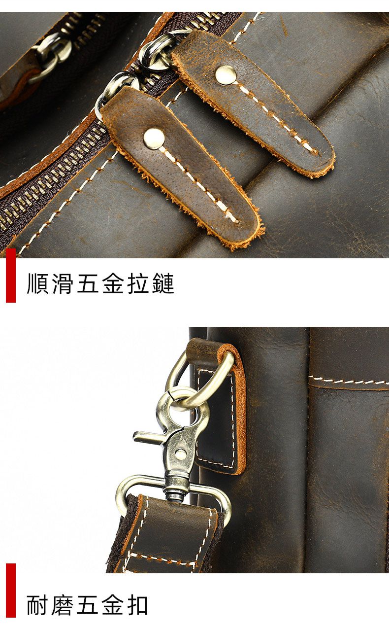 新款瘋馬皮男士公文包 高級感真皮大容量手提包公事包 男款斜挎單肩男包斜背包 商務15吋筆電包推薦 真皮包包