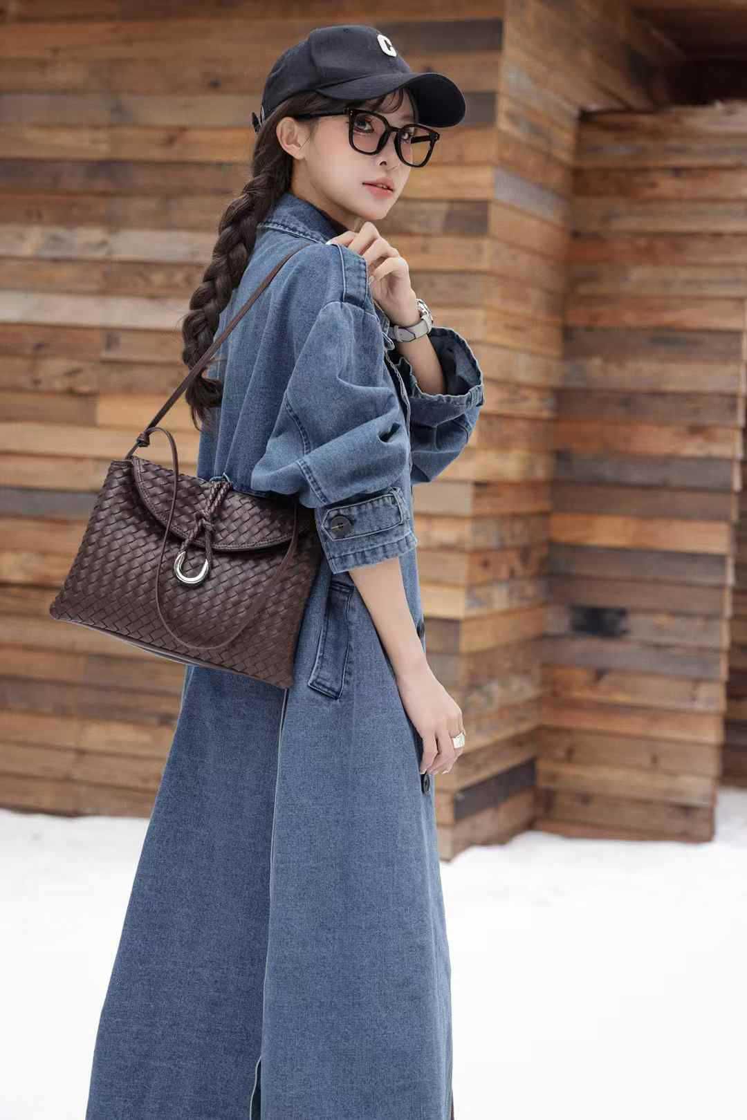 歐美復古真皮女包 大容量編織包托特包 女生斜挎包 新款腋下單肩包斜背包推薦 真皮包包