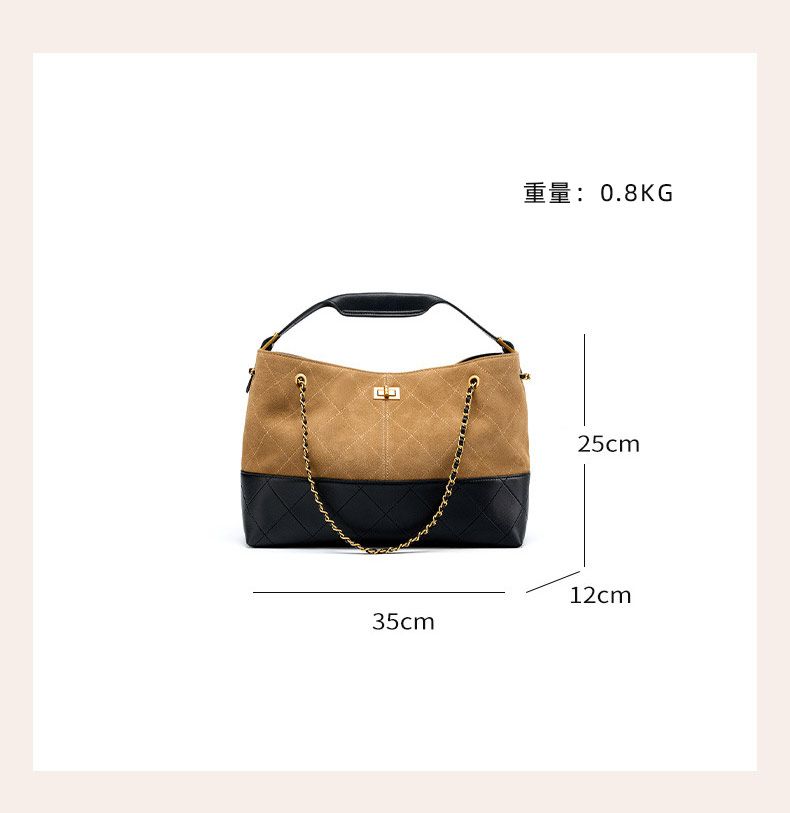 歐美新款麂皮手提包 小香風鏈條包 輕奢真皮大容量女通勤手袋 高級感單肩包女包斜背包推薦 真皮包包