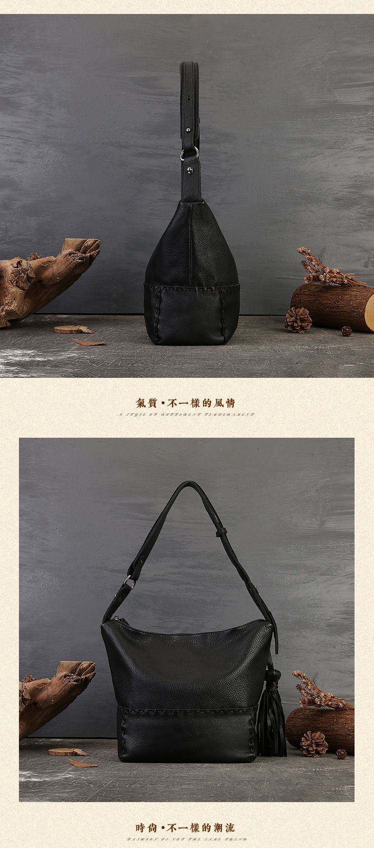 歐美復古流蘇手工女包 新款大容量真皮托特包 做舊斜背包 高級感通勤單肩腋下包包女包推薦 真皮包包