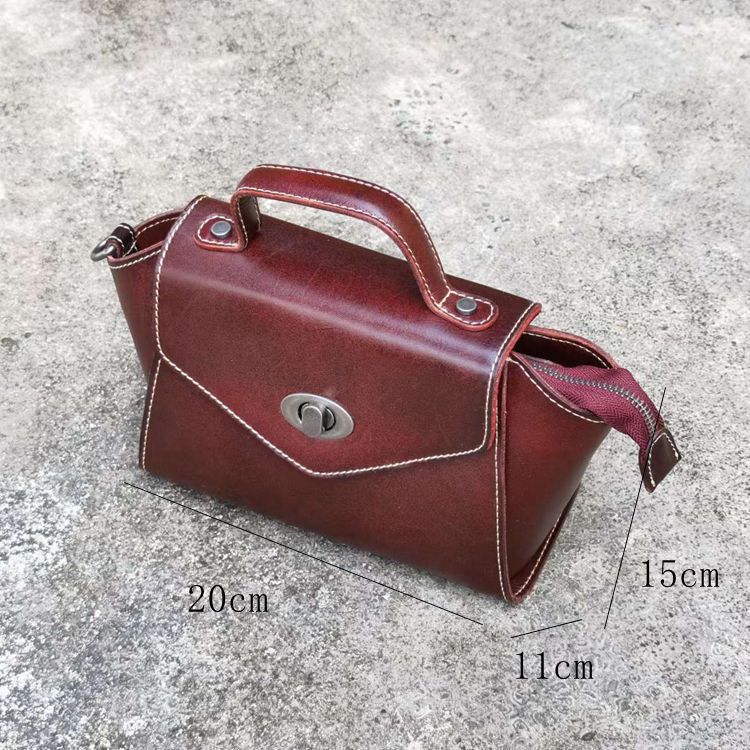 新款植鞣皮女包 樹膏皮時尚撞色單肩包 復古頭層牛皮斜挎包 休閒女式斜背包推薦 真皮包包