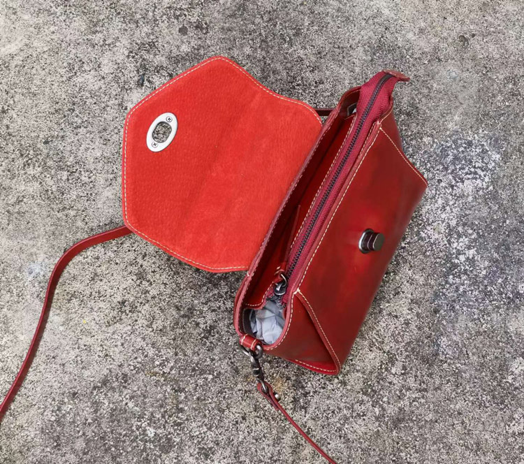 新款植鞣皮女包 樹膏皮時尚撞色單肩包 復古頭層牛皮斜挎包 休閒女式斜背包推薦 真皮包包