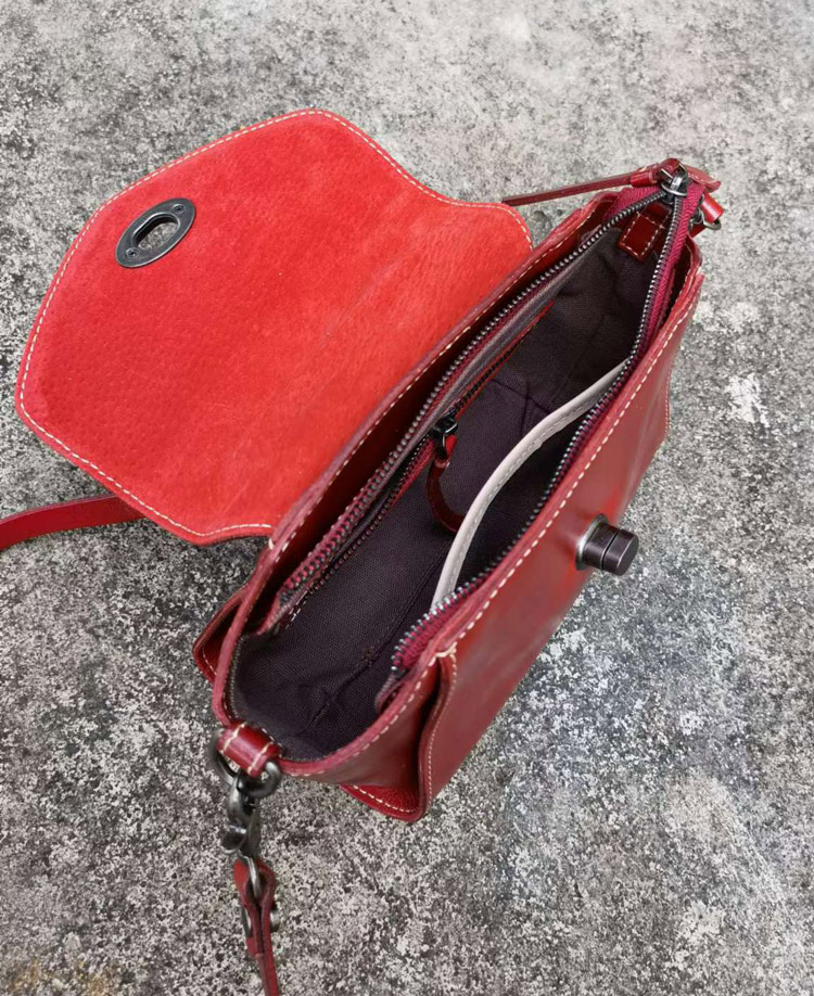 新款植鞣皮女包 樹膏皮時尚撞色單肩包 復古頭層牛皮斜挎包 休閒女式斜背包推薦 真皮包包