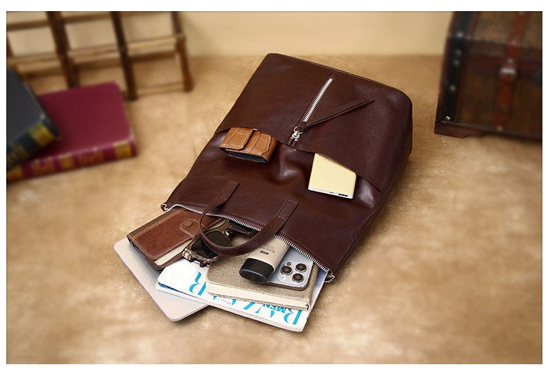 一包多用 復古後背包手提包 植鞣牛皮雙肩包 女式新款簡約背包 百搭高級感手袋推薦 真皮包包