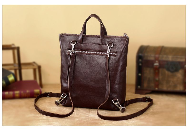 一包多用 復古後背包手提包 植鞣牛皮雙肩包 女式新款簡約背包 百搭高級感手袋推薦 真皮包包