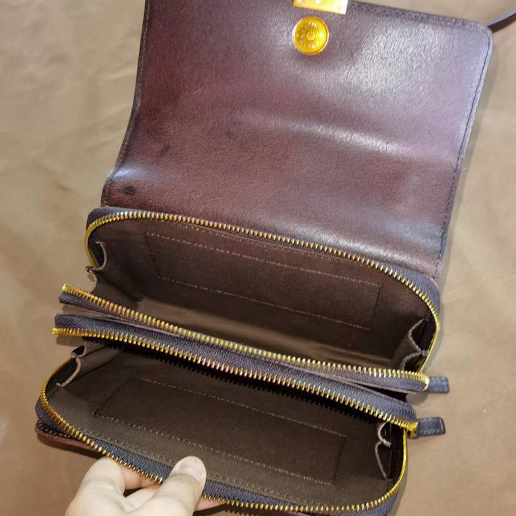 新款復古植鞣皮雙拉鏈小方包 女士斜挎包 頭層牛皮斜背包 翻蓋牛皮單肩包推薦 真皮包包