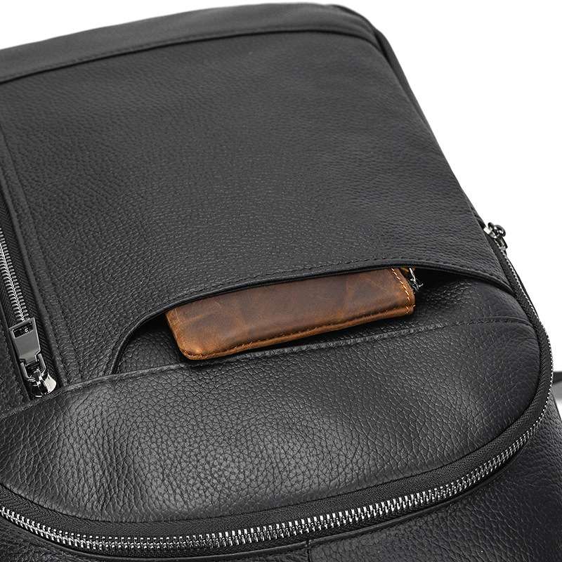 男士商務電腦背包 時尚真皮雙肩包 頭層牛皮雙肩背包 大容量筆電包新款後背包推薦  真皮包包