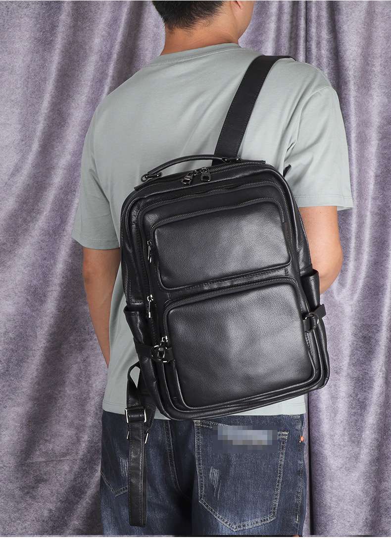 男士雙肩包 軟牛皮後背包 真皮男士旅行包 韓版潮流男包 頭層牛皮新款學生書包推薦  真皮包包
