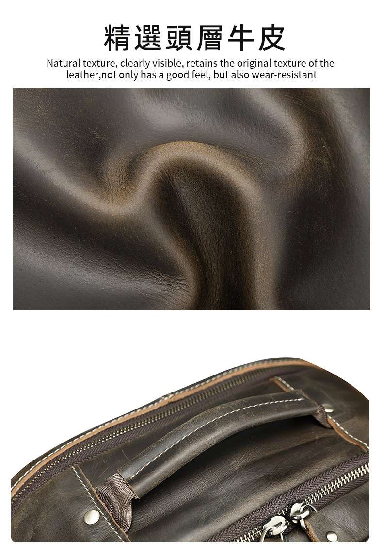 男士瘋馬皮雙肩包 高級感16吋電腦背包 頭層牛皮大容量真皮後背包 戶外旅行出差雙肩包推薦 真皮包包