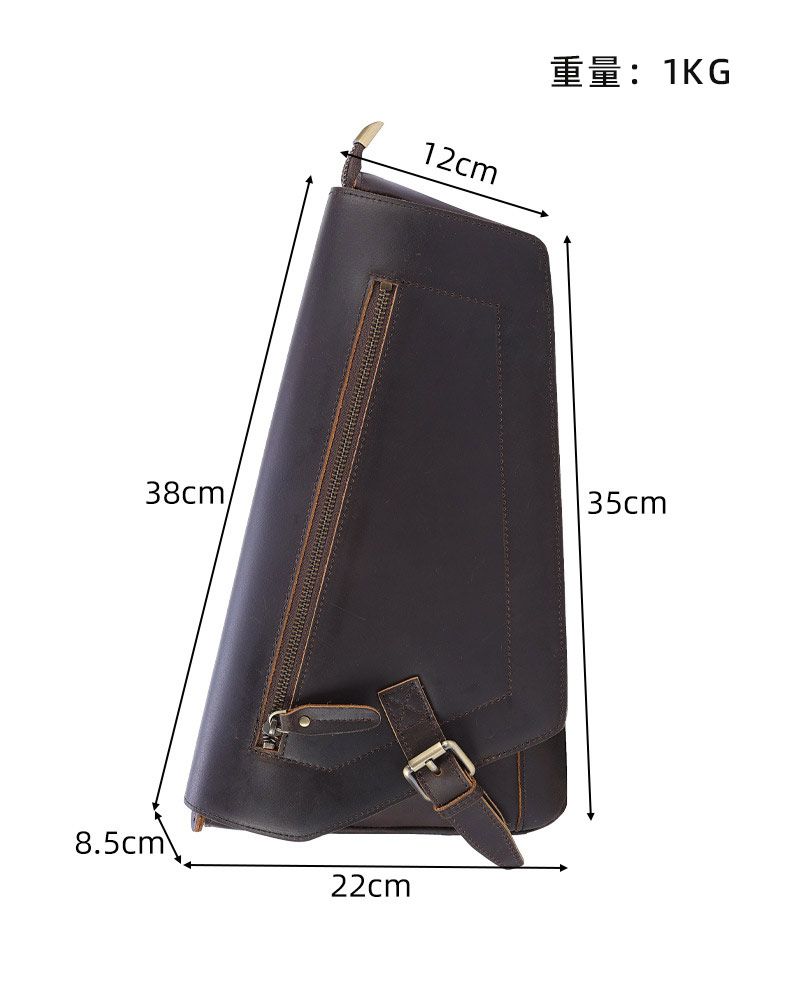 新款復古瘋馬皮休閒馬鞍包 頭層牛皮運動斜挎包 真皮胸包男士斜背包推薦 真皮包包