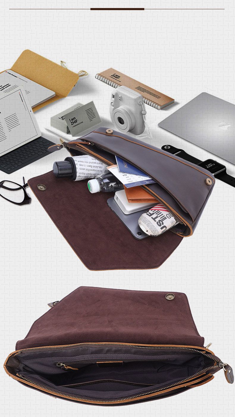 新款復古瘋馬皮休閒馬鞍包 頭層牛皮運動斜挎包 真皮胸包男士斜背包推薦 真皮包包