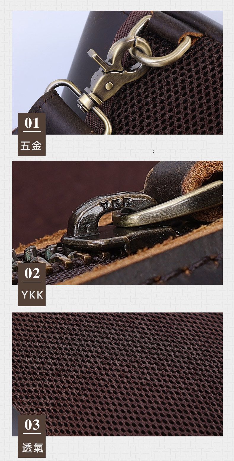 新款復古瘋馬皮休閒馬鞍包 頭層牛皮運動斜挎包 真皮胸包男士斜背包推薦 真皮包包