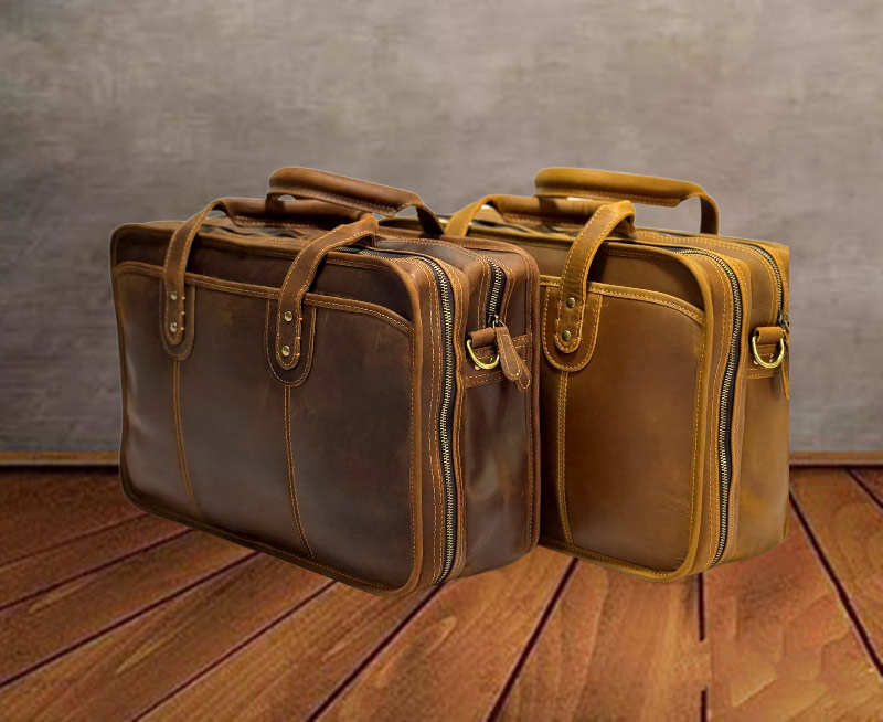 復古手工瘋馬皮公事包 植鞣皮手提包電腦包 真皮男士手提包斜挎大容量多功能商務公文包推薦