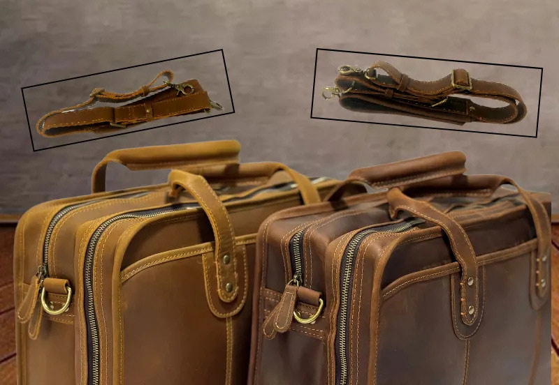 復古手工瘋馬皮公事包 植鞣皮手提包電腦包 真皮男士手提包斜挎大容量多功能商務公文包推薦