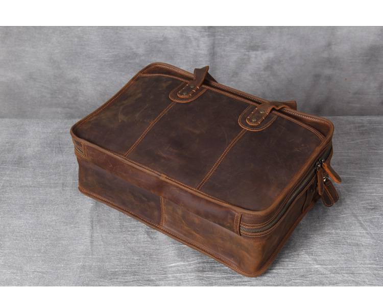 復古手工瘋馬皮公事包 植鞣皮手提包電腦包 真皮男士手提包斜挎大容量多功能商務公文包推薦