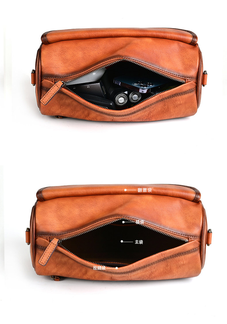 新款歐美復古大容量復古簡約斜背包 多場合斜跨包 頭層牛皮男士斜挎包肩背包推薦 真皮包包