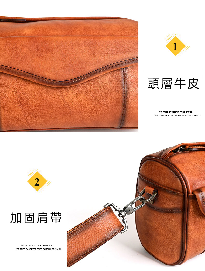新款歐美復古大容量復古簡約斜背包 多場合斜跨包 頭層牛皮男士斜挎包肩背包推薦 真皮包包