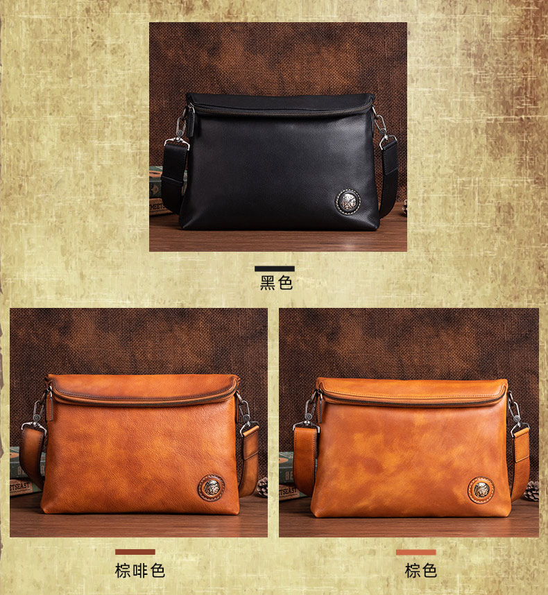 新款頭層樹膏牛皮男士商務斜挎包 植鞣皮斜背包側背包 復古男士單肩背包休閑背包推薦 真皮包包