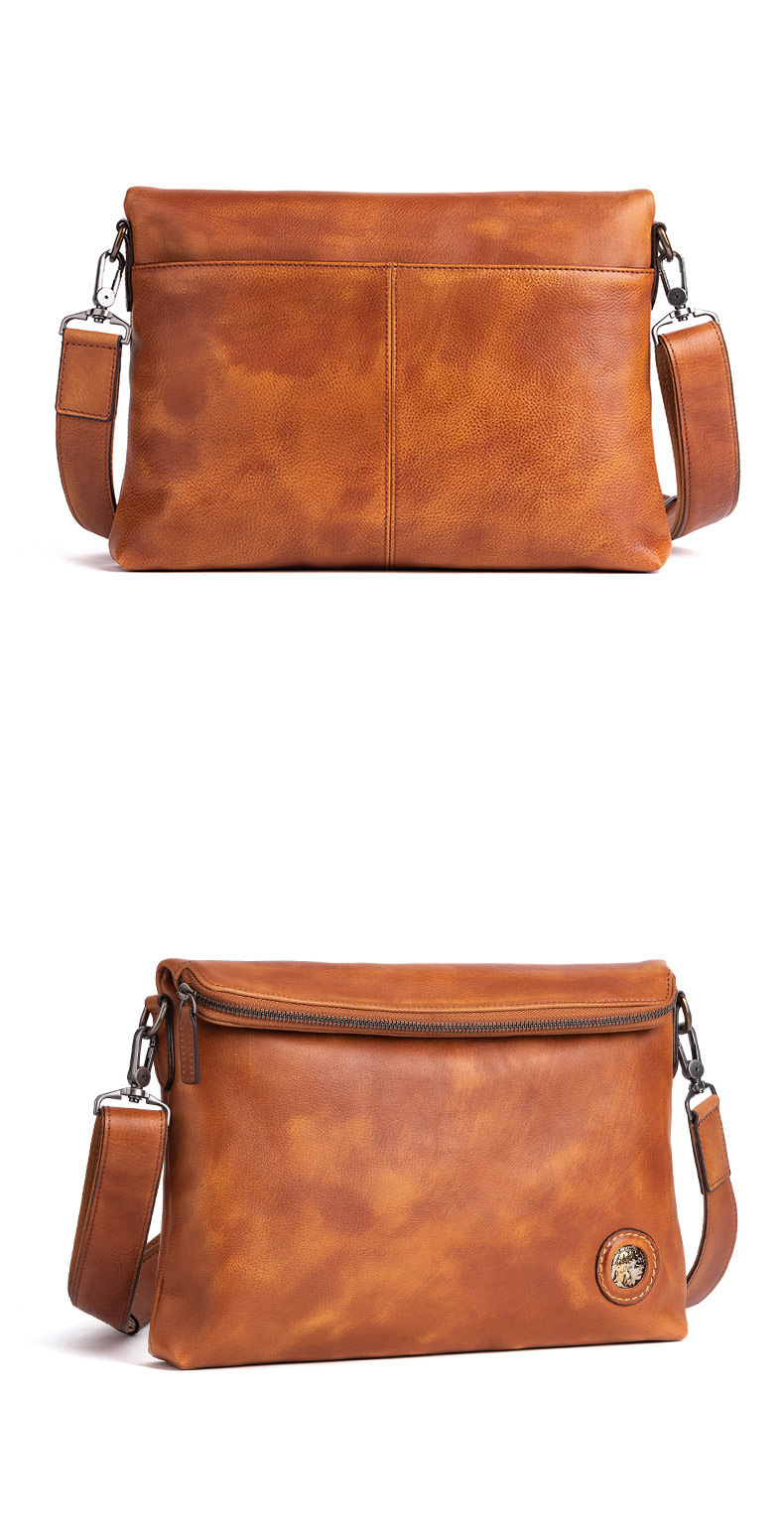 新款頭層樹膏牛皮男士商務斜挎包 植鞣皮斜背包側背包 復古男士單肩背包休閑背包推薦 真皮包包