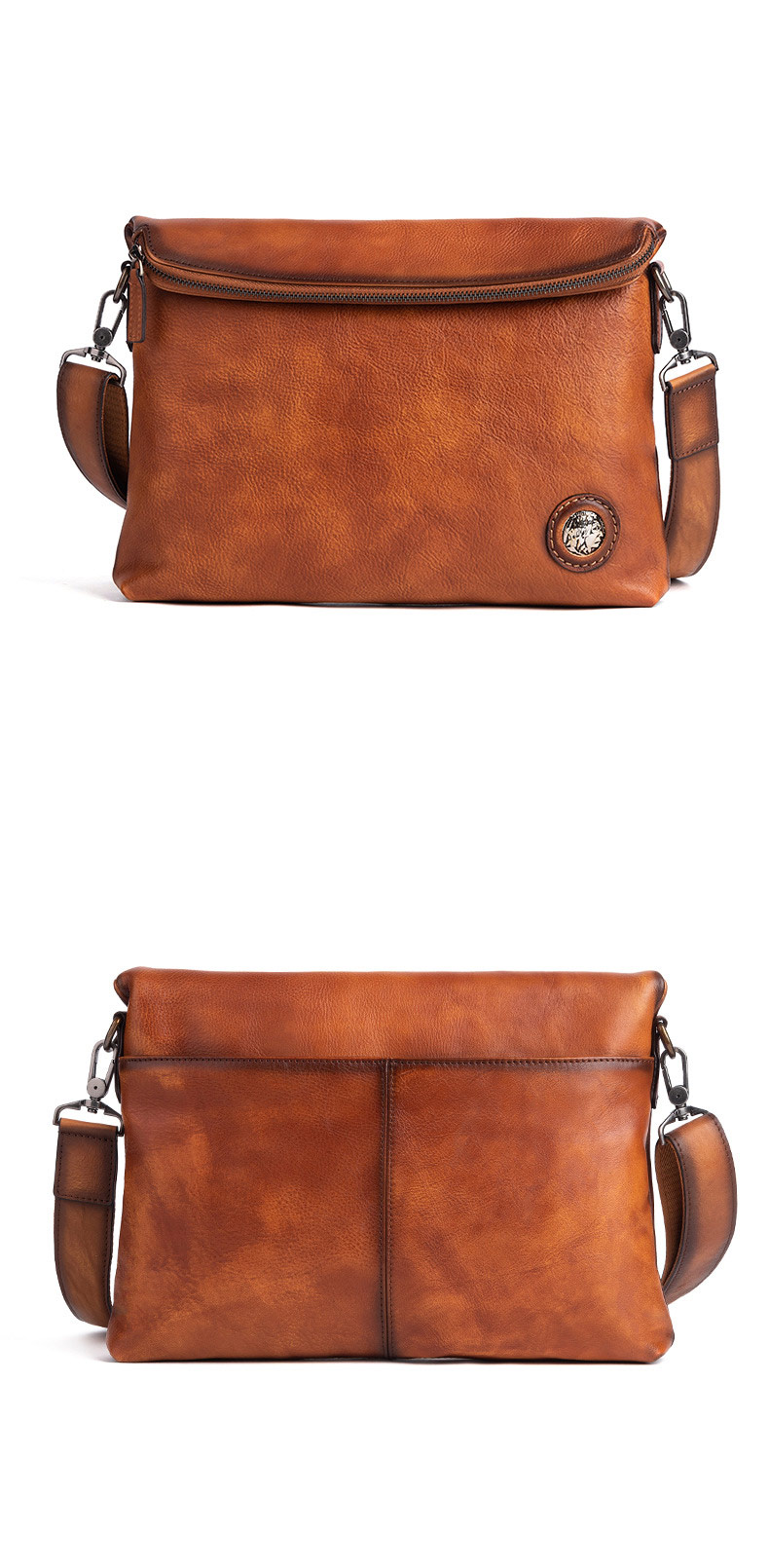 新款頭層樹膏牛皮男士商務斜挎包 植鞣皮斜背包側背包 復古男士單肩背包休閑背包推薦 真皮包包