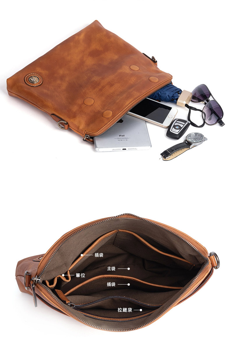 新款頭層樹膏牛皮男士商務斜挎包 植鞣皮斜背包側背包 復古男士單肩背包休閑背包推薦 真皮包包