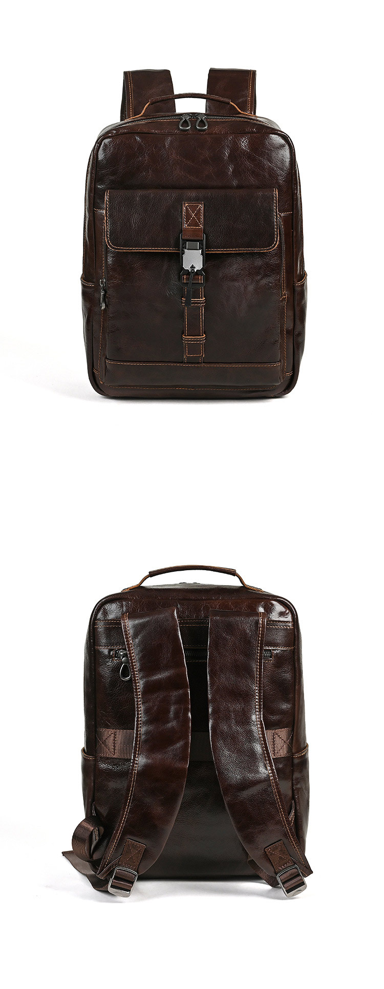 新款真皮電腦雙肩包 男款休閒旅行植鞣皮後背包 復古高級感男士雙肩背包旅行包推薦 真皮包包