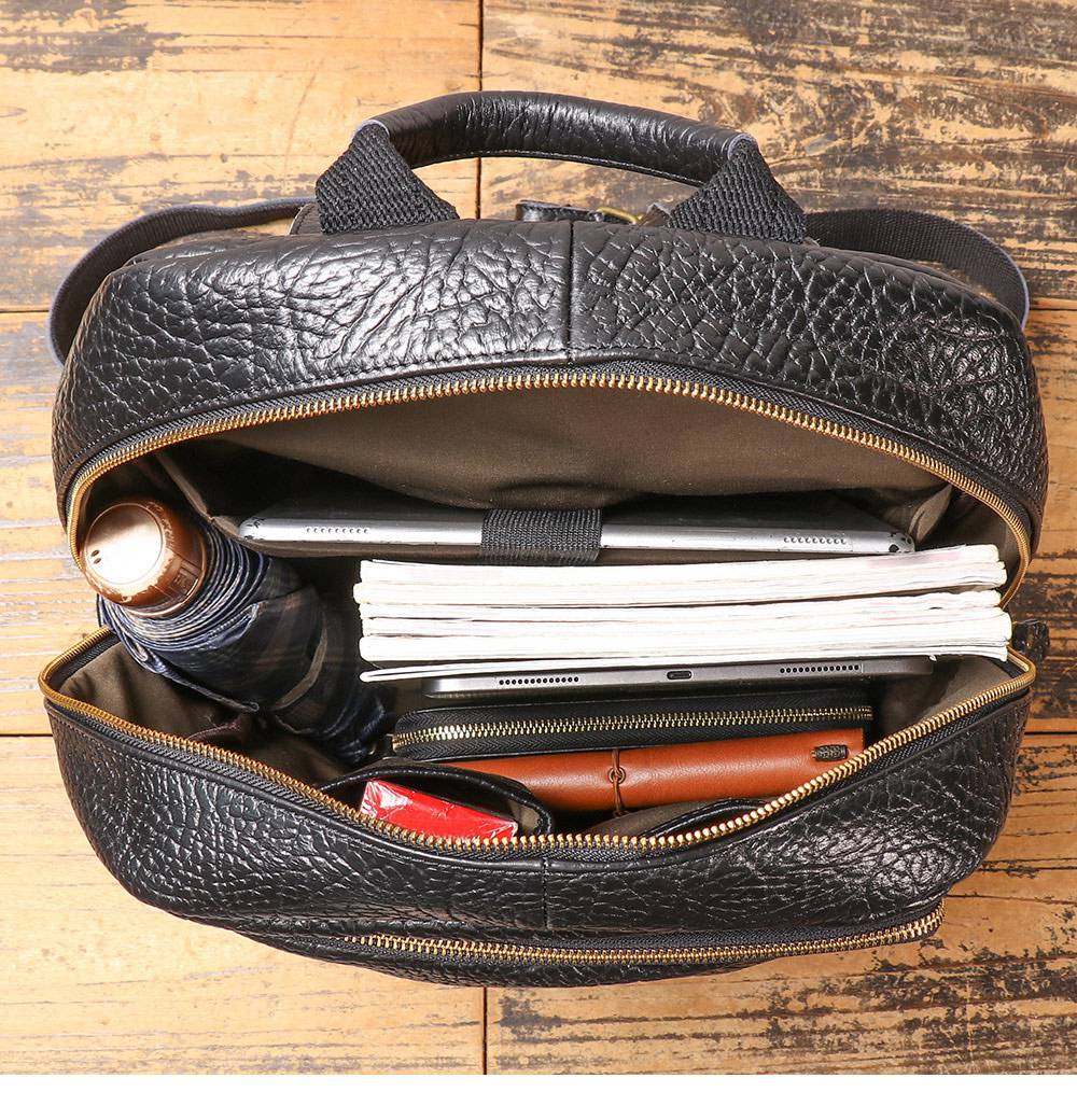 新款時尚休閒後背包 真皮雙肩包 商務旅行包電腦背包男包 15.6吋筆電背包推薦 真皮包包