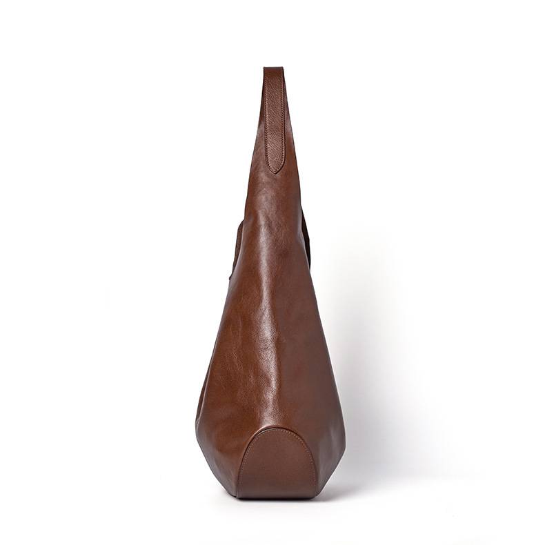 真皮腋下包 頭層樹膏植鞣牛皮托特包 時尚慵懶風大容量手袋女包 高級感單肩包推薦 真皮包包