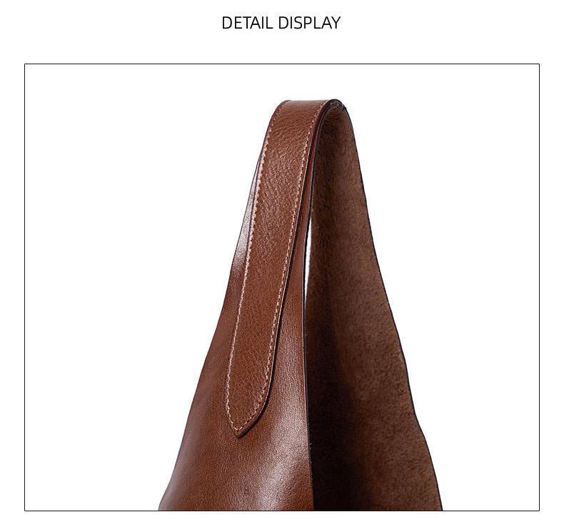 真皮腋下包 頭層樹膏植鞣牛皮托特包 時尚慵懶風大容量手袋女包 高級感單肩包推薦 真皮包包